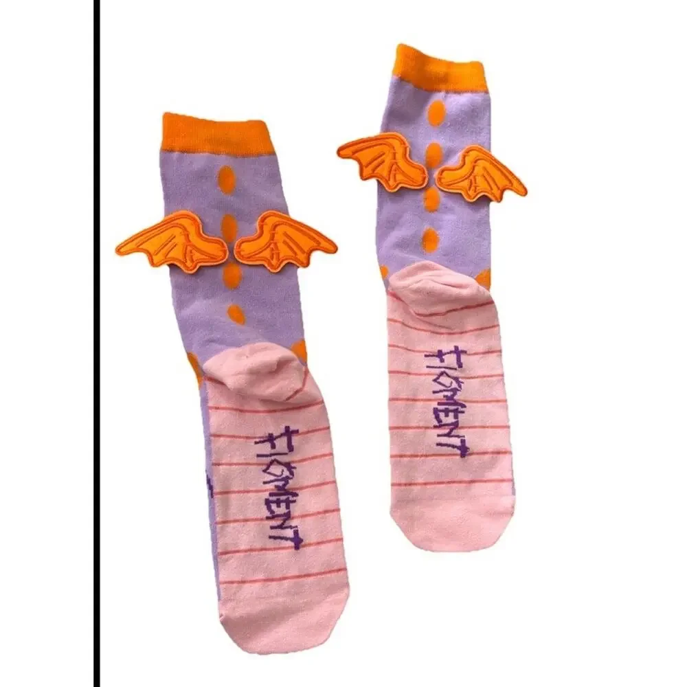 Disney Figment Dragon Crew Socks Purple Orange 2026 One Size Unisex